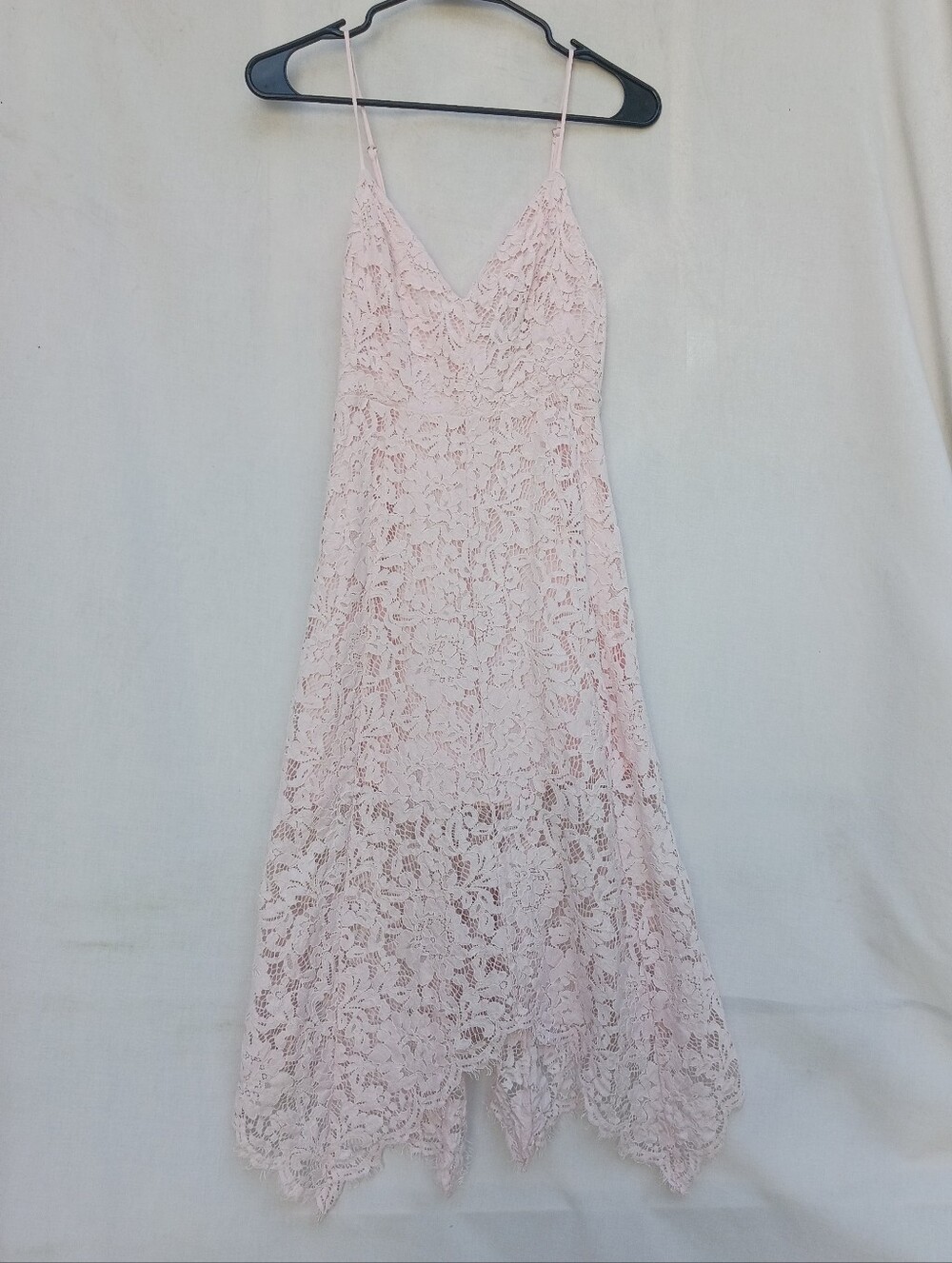 Lulu's "One Wish" Blush Pink Lace Midi Slip Dress Size Small
